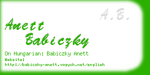 anett babiczky business card